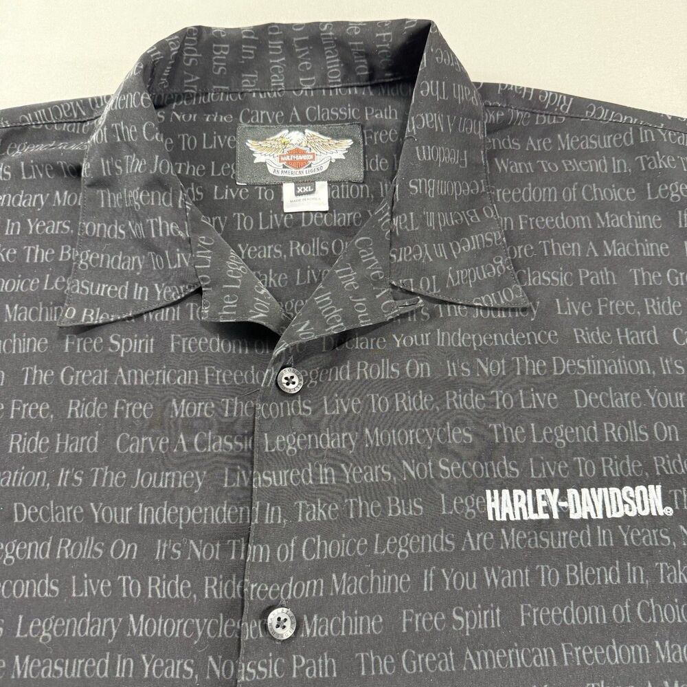 Harley Davidson Mens SS Button Down Shirt Sz 2XL Embroidered